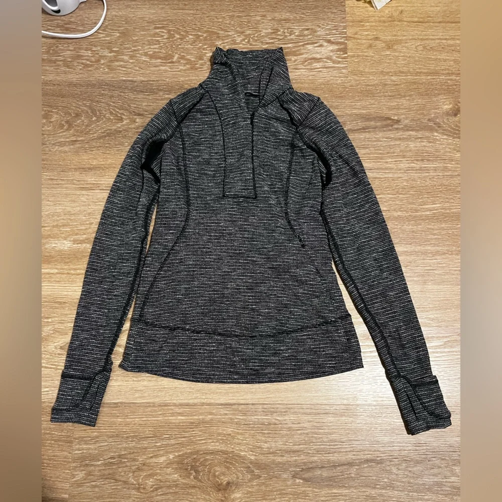Lululemon Think Fast Pullover Coco Pique Black / Black‎ Size 6